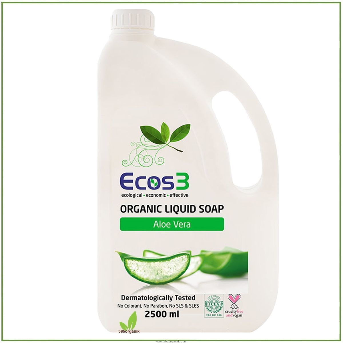 ECOS3 Organik Sıvı Sabun Aloe Vera 2500 ML | ECOS3 | Organik Sabun ve Organik Duş Jeli | 